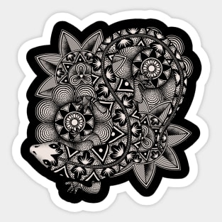 Zentangle Salamander and Flowers Mandala Sticker